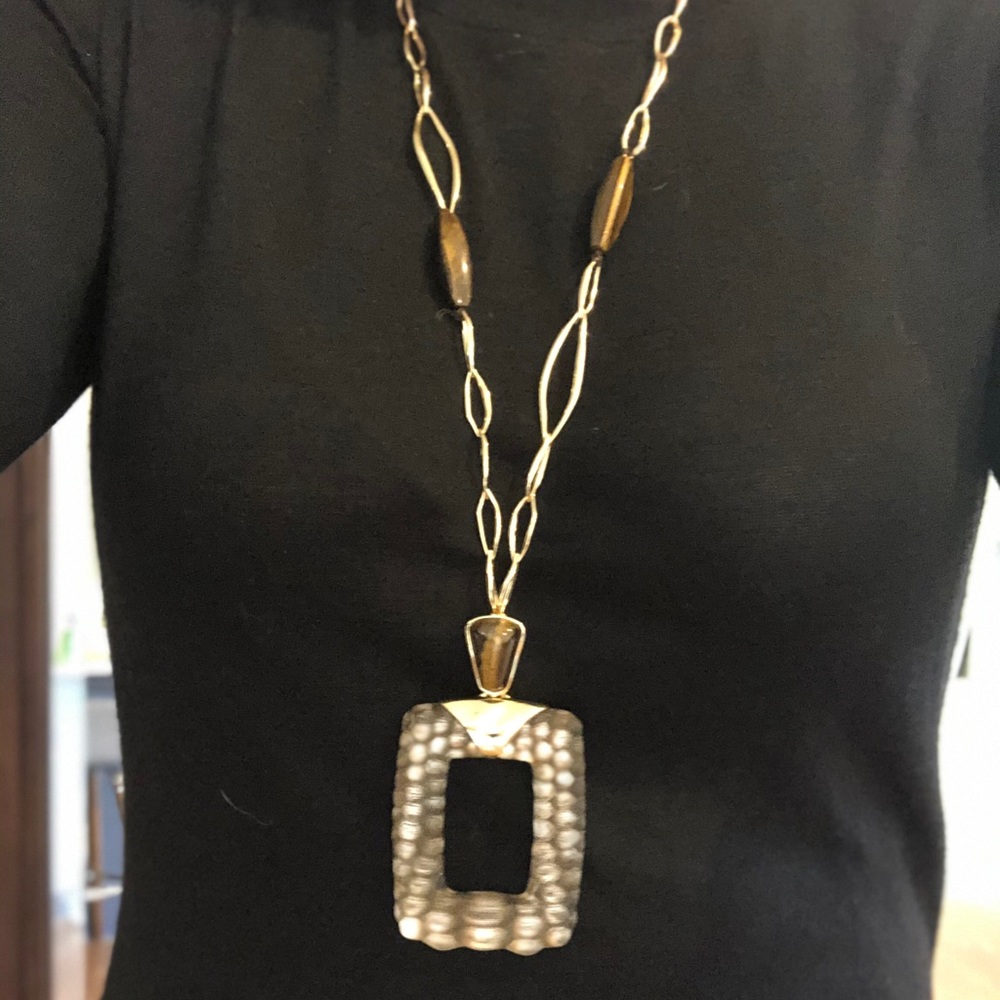 Alexis Bittar Long “Crocodile” Carved Pendant